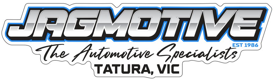 Jagmotive sticker reading The Automotive Specialists, Tatura, Vic